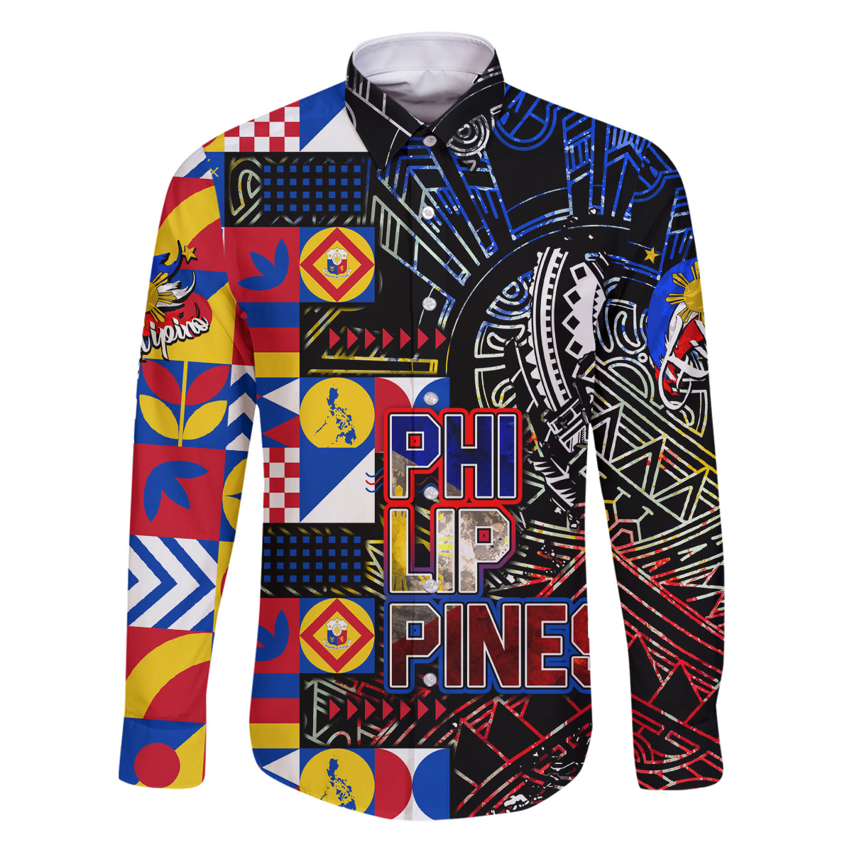 Pinoy Philippines Family Matching Summer Maxi Dress and Hawaiian Shirt Filipino Tattoo Art Style DT02 Dad's Shirt - Long Sleeve Art - Polynesian Pride