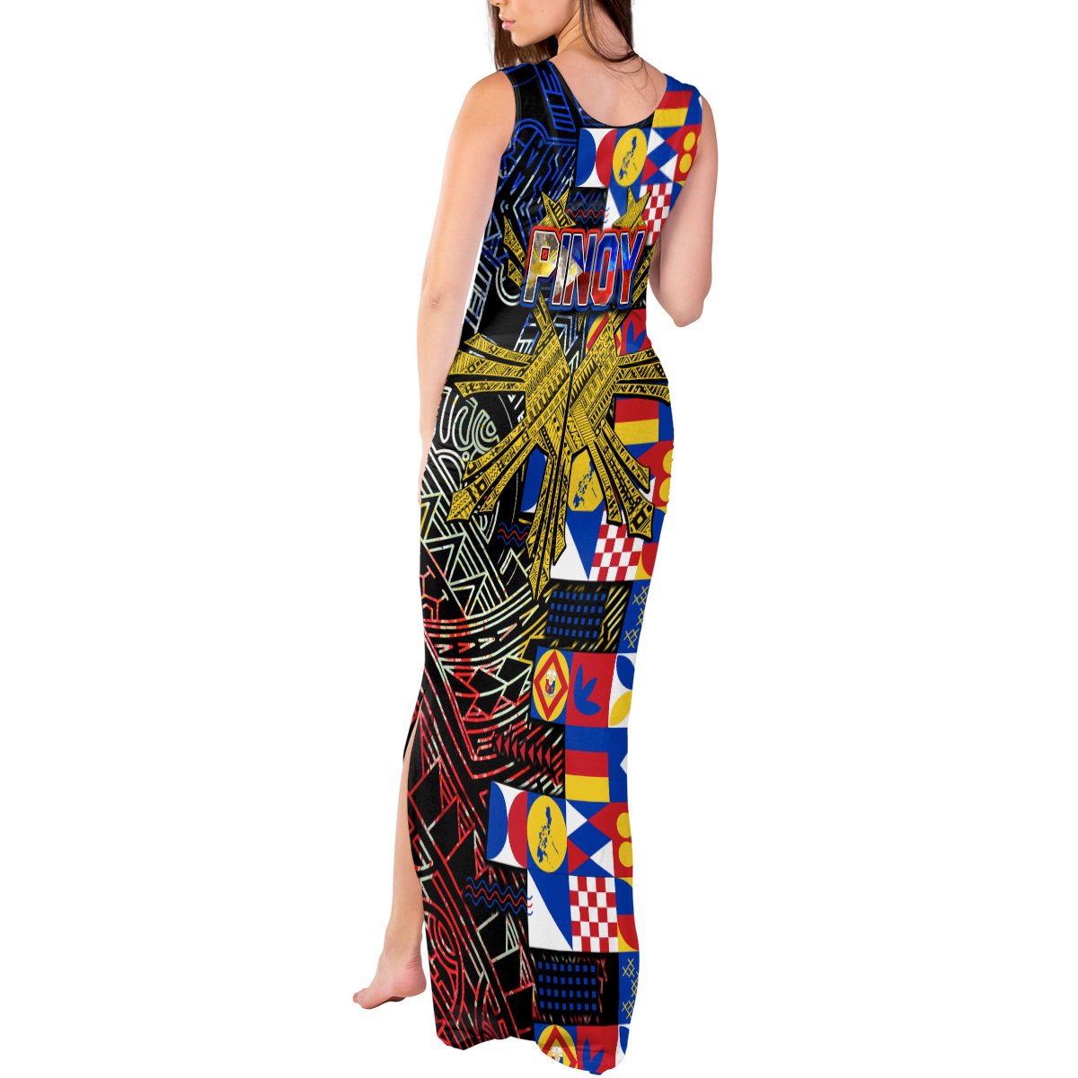 Pinoy Philippines Tank Maxi Dress Filipino Tattoo Art Style DT02 - Polynesian Pride