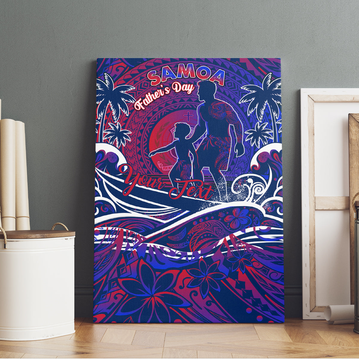 Father's Day Samoa Canvas Wall Art Special Dad Polynesia Paradise