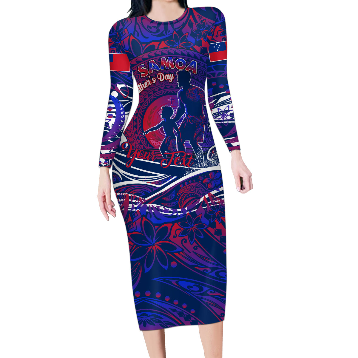 Father's Day Samoa Family Matching Long Sleeve Bodycon Dress and Hawaiian Shirt Special Dad Polynesia Paradise DT02 Mom's Dress Green - Polynesian Pride