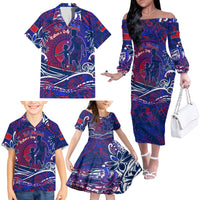 Father's Day Samoa Family Matching Off The Shoulder Long Sleeve Dress and Hawaiian Shirt Special Dad Polynesia Paradise DT02 - Polynesian Pride