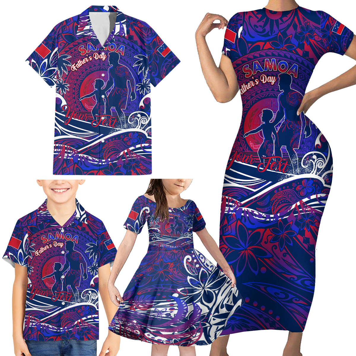Father's Day Samoa Family Matching Short Sleeve Bodycon Dress and Hawaiian Shirt Special Dad Polynesia Paradise DT02 - Polynesian Pride