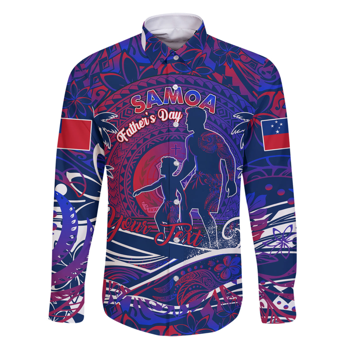 Father's Day Samoa Family Matching Short Sleeve Bodycon Dress and Hawaiian Shirt Special Dad Polynesia Paradise DT02 Dad's Shirt - Long Sleeve Green - Polynesian Pride
