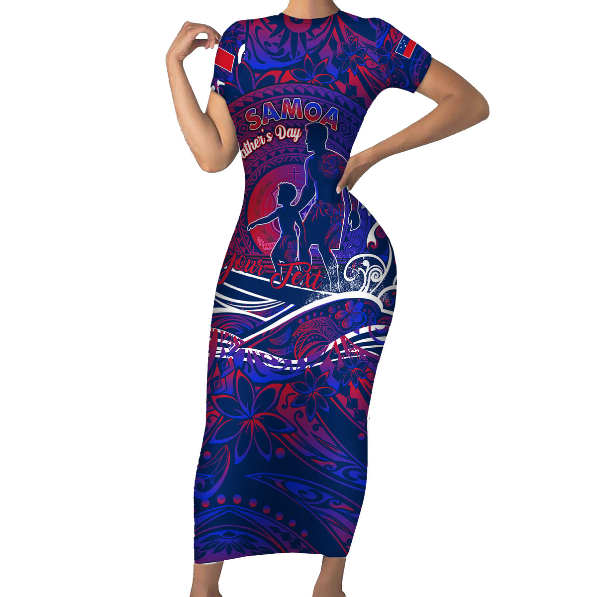 Father's Day Samoa Family Matching Short Sleeve Bodycon Dress and Hawaiian Shirt Special Dad Polynesia Paradise DT02 Mom's Dress Green - Polynesian Pride