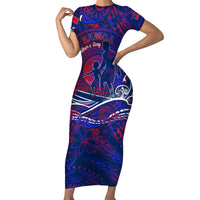 Father's Day Samoa Short Sleeve Bodycon Dress Special Dad Polynesia Paradise