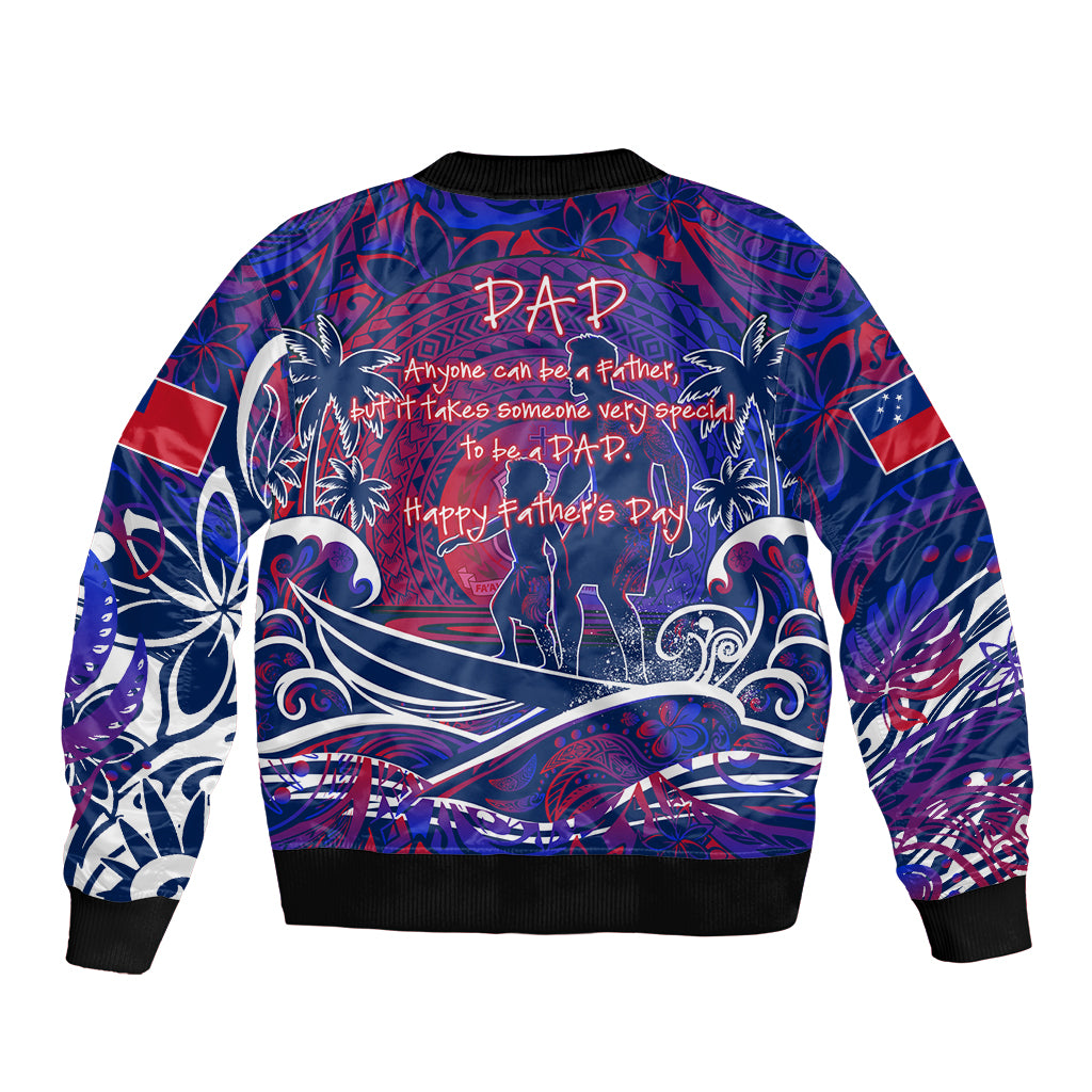 Father's Day Samoa Sleeve Zip Bomber Jacket Special Dad Polynesia Paradise