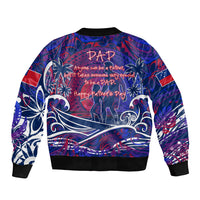 Father's Day Samoa Sleeve Zip Bomber Jacket Special Dad Polynesia Paradise