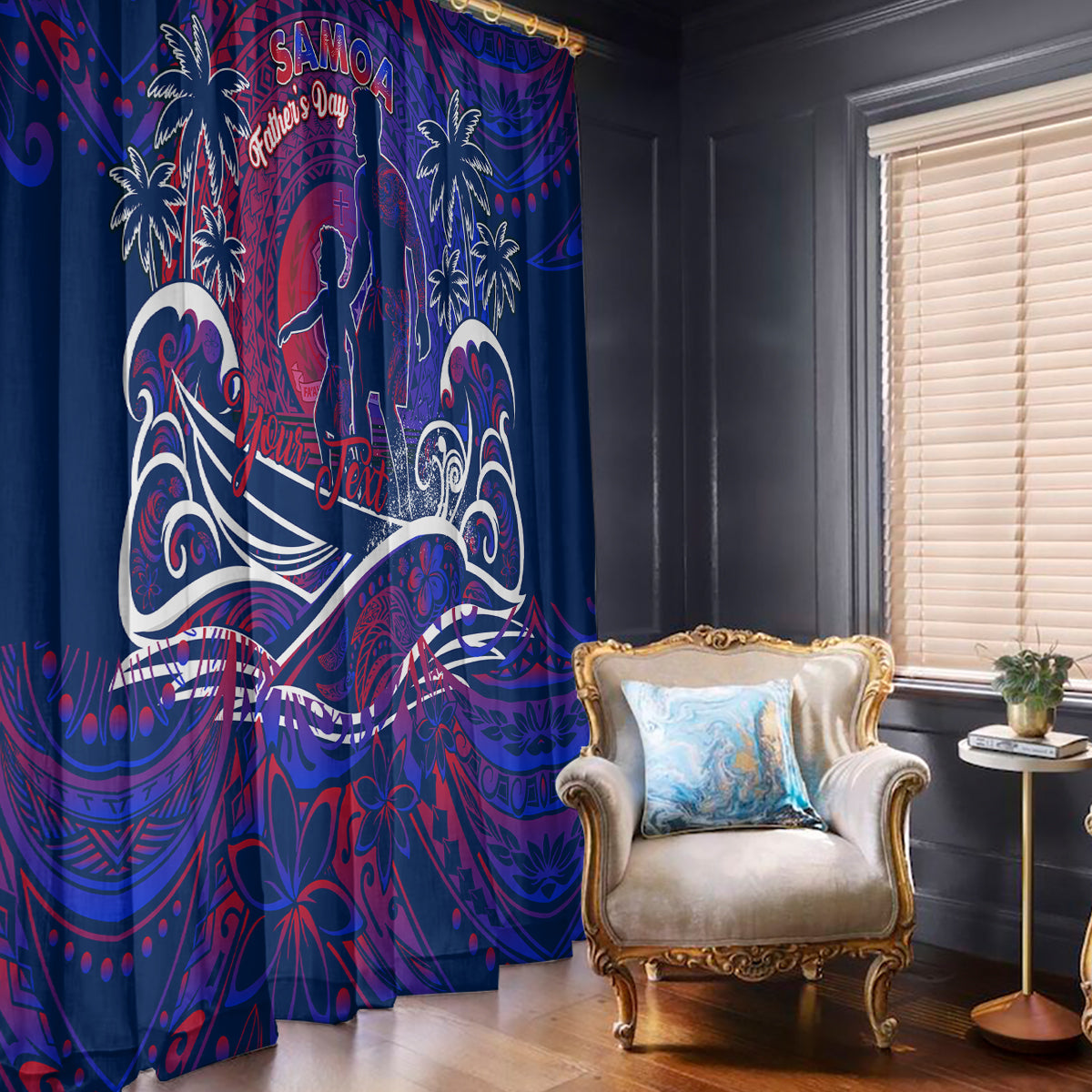 Father's Day Samoa Window Curtain Special Dad Polynesia Paradise