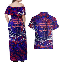 Father's Day American Samoa Couples Matching Off Shoulder Maxi Dress and Hawaiian Shirt Special Dad Polynesia Paradise DT02 - Polynesian Pride