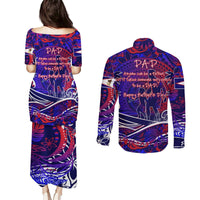 Father's Day American Samoa Couples Matching Puletasi and Long Sleeve Button Shirt Special Dad Polynesia Paradise