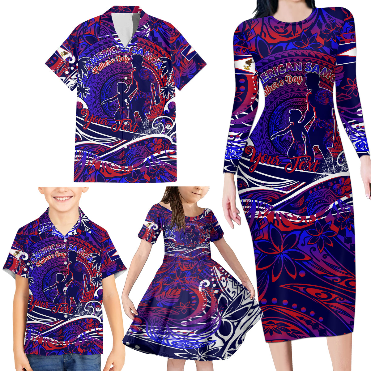 Father's Day American Samoa Family Matching Long Sleeve Bodycon Dress and Hawaiian Shirt Special Dad Polynesia Paradise DT02 - Polynesian Pride