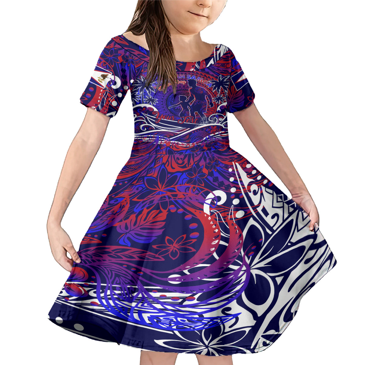 Father's Day American Samoa Family Matching Mermaid Dress and Hawaiian Shirt Special Dad Polynesia Paradise DT02 Daughter's Dress Blue - Polynesian Pride