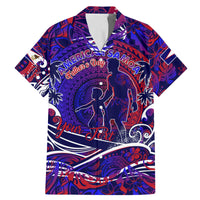 Father's Day American Samoa Family Matching Mermaid Dress and Hawaiian Shirt Special Dad Polynesia Paradise DT02 Dad's Shirt - Short Sleeve Blue - Polynesian Pride