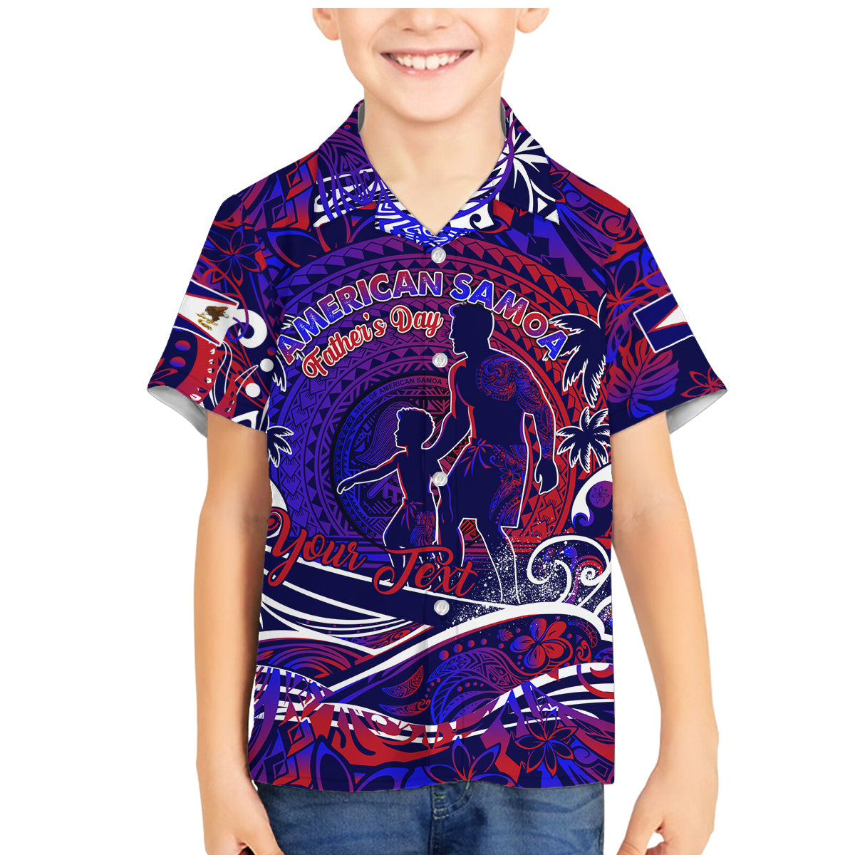 Father's Day American Samoa Family Matching Mermaid Dress and Hawaiian Shirt Special Dad Polynesia Paradise DT02 Son's Shirt Blue - Polynesian Pride