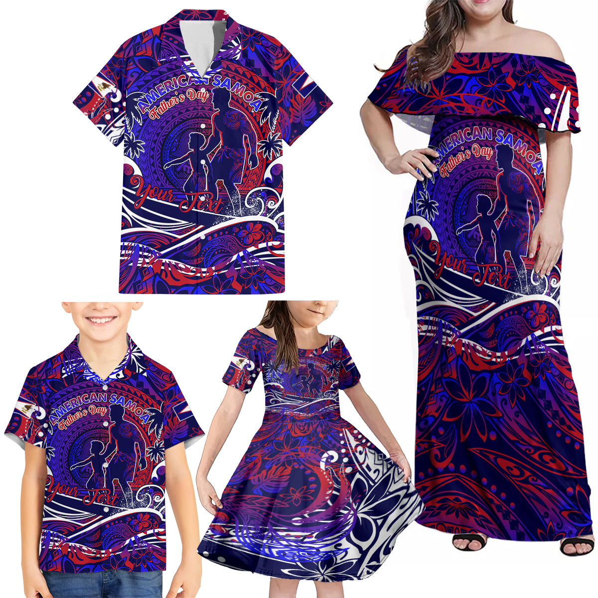 Father's Day American Samoa Family Matching Off Shoulder Maxi Dress and Hawaiian Shirt Special Dad Polynesia Paradise DT02 - Polynesian Pride