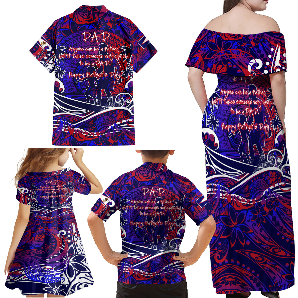 Father's Day American Samoa Family Matching Off Shoulder Maxi Dress and Hawaiian Shirt Special Dad Polynesia Paradise DT02 - Polynesian Pride