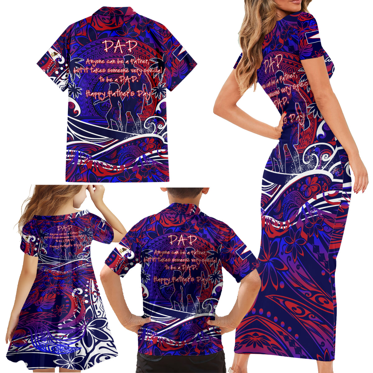 Father's Day American Samoa Family Matching Short Sleeve Bodycon Dress and Hawaiian Shirt Special Dad Polynesia Paradise DT02 - Polynesian Pride