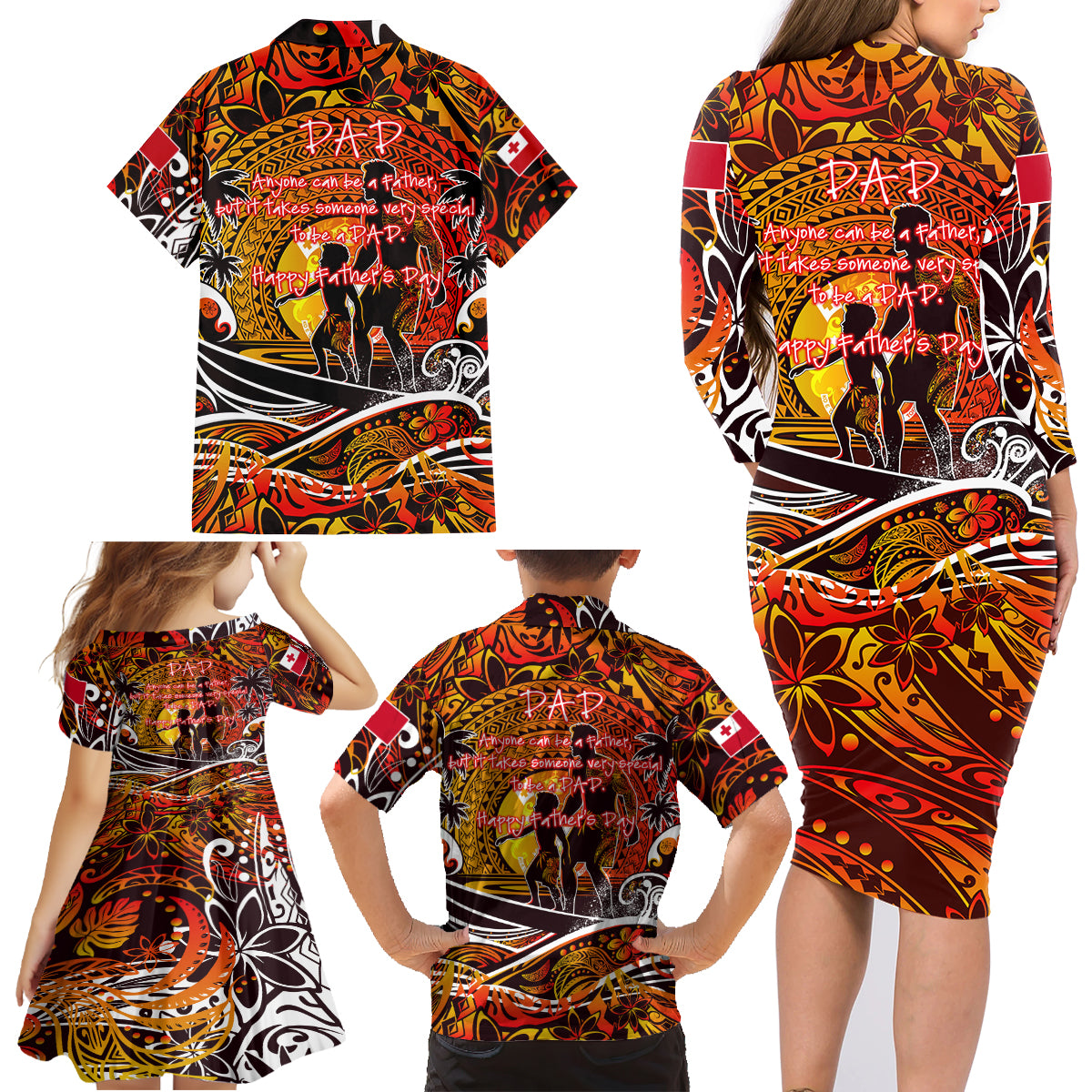 Father's Day Tonga Family Matching Long Sleeve Bodycon Dress and Hawaiian Shirt Special Dad Polynesia Paradise DT02 - Polynesian Pride