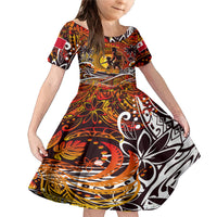 Father's Day Tonga Family Matching Mermaid Dress and Hawaiian Shirt Special Dad Polynesia Paradise DT02 Daughter's Dress Orange - Polynesian Pride