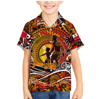 Father's Day Tonga Family Matching Mermaid Dress and Hawaiian Shirt Special Dad Polynesia Paradise DT02 Son's Shirt Orange - Polynesian Pride