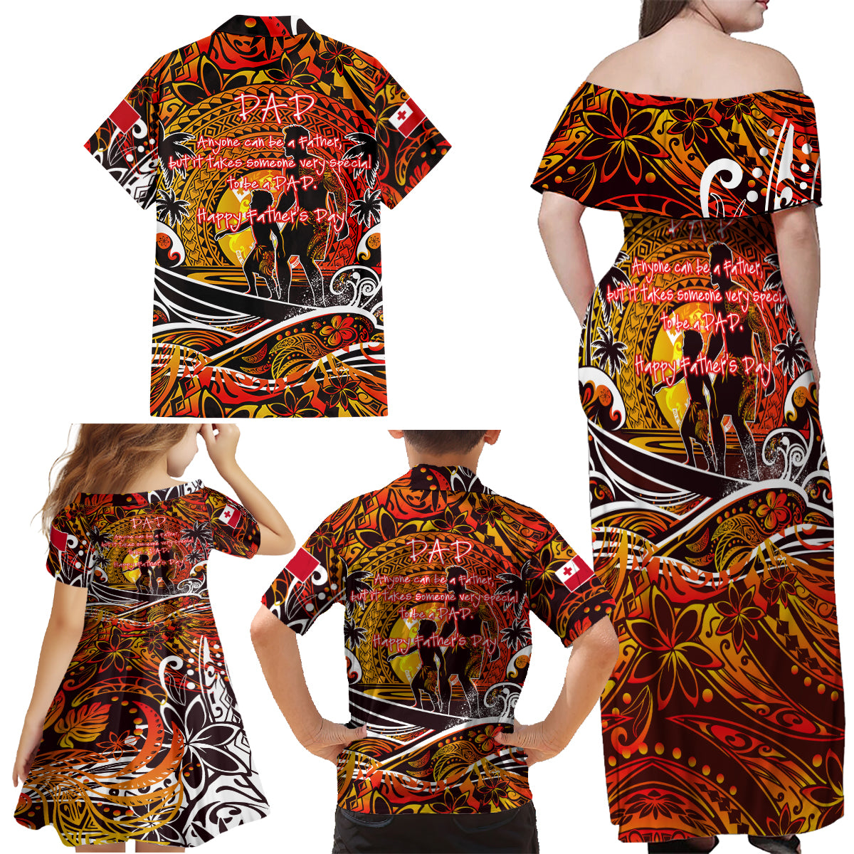 Father's Day Tonga Family Matching Off Shoulder Maxi Dress and Hawaiian Shirt Special Dad Polynesia Paradise DT02 - Polynesian Pride
