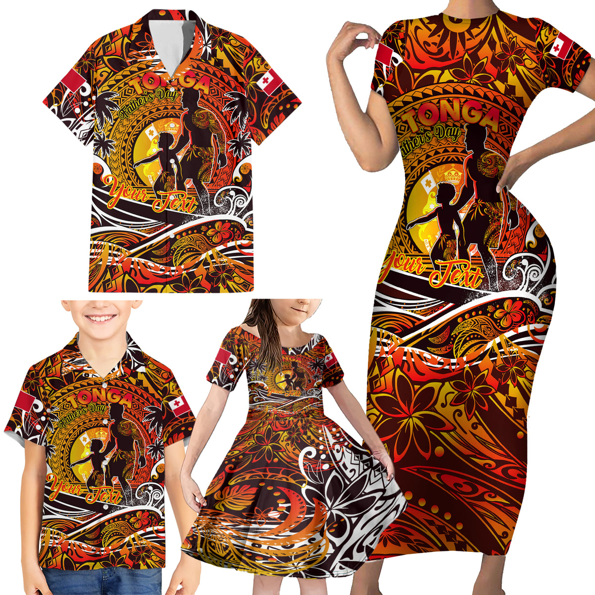 Father's Day Tonga Family Matching Short Sleeve Bodycon Dress and Hawaiian Shirt Special Dad Polynesia Paradise DT02 - Polynesian Pride