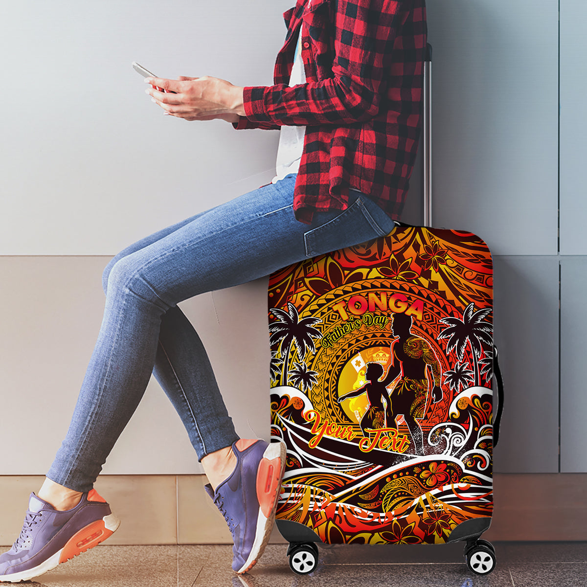 Father's Day Tonga Luggage Cover Special Dad Polynesia Paradise