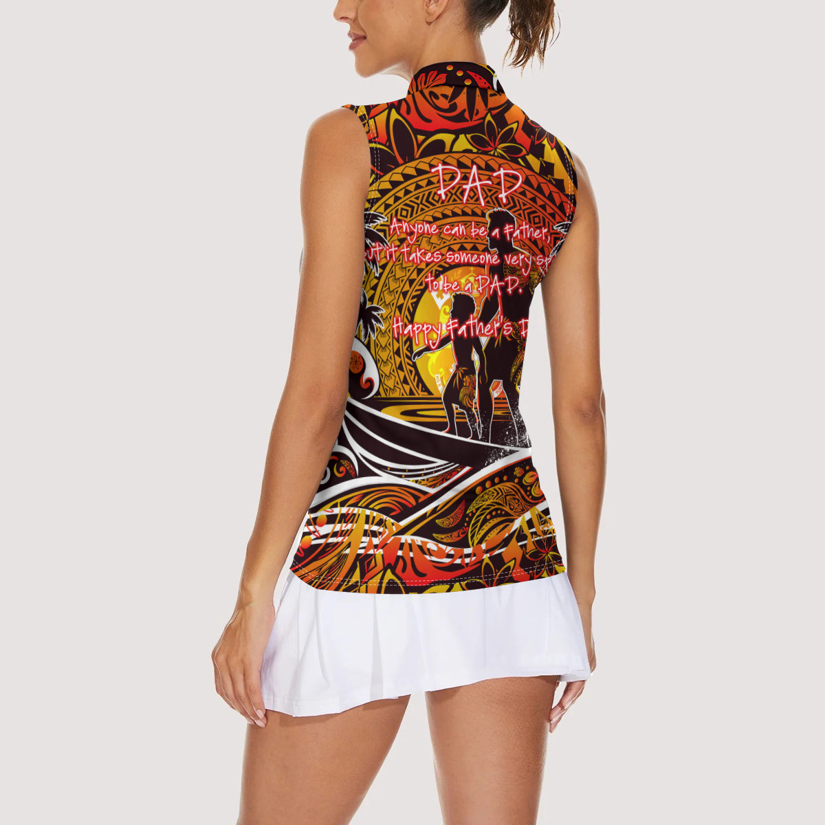 Father's Day Tonga Women Sleeveless Polo Shirt Special Dad Polynesia Paradise