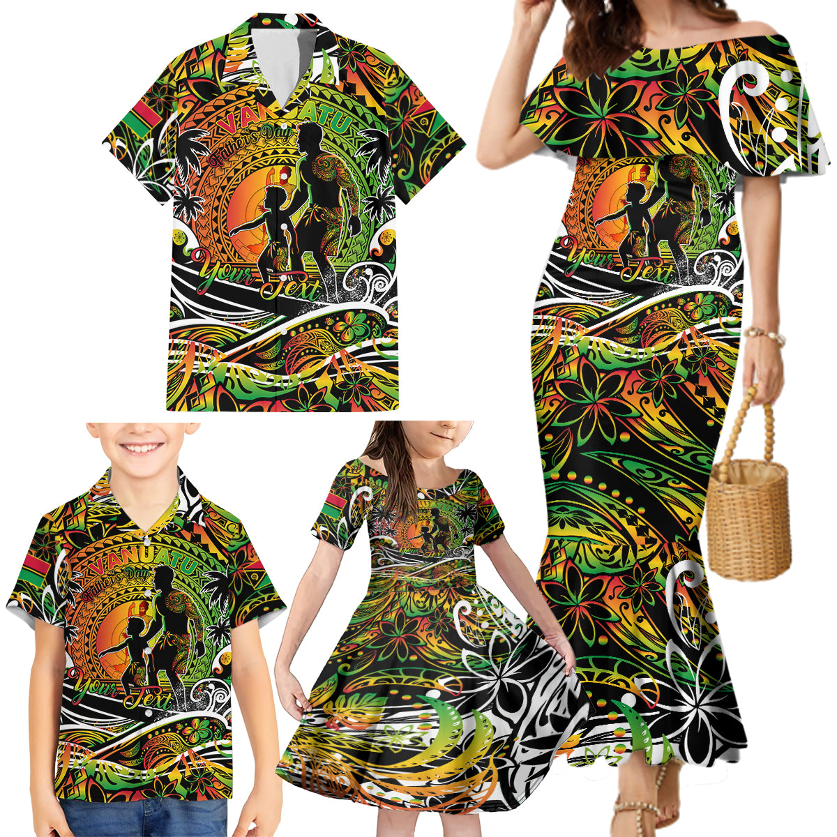 Father's Day Vanuatu Family Matching Mermaid Dress and Hawaiian Shirt Special Dad Polynesia Paradise DT02 - Polynesian Pride