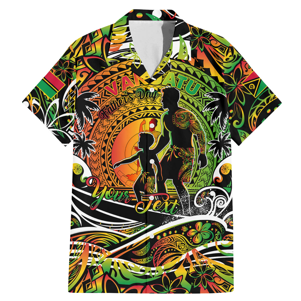Father's Day Vanuatu Family Matching Mermaid Dress and Hawaiian Shirt Special Dad Polynesia Paradise DT02 Dad's Shirt - Short Sleeve Art - Polynesian Pride