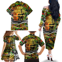 Father's Day Vanuatu Family Matching Off The Shoulder Long Sleeve Dress and Hawaiian Shirt Special Dad Polynesia Paradise DT02 - Polynesian Pride
