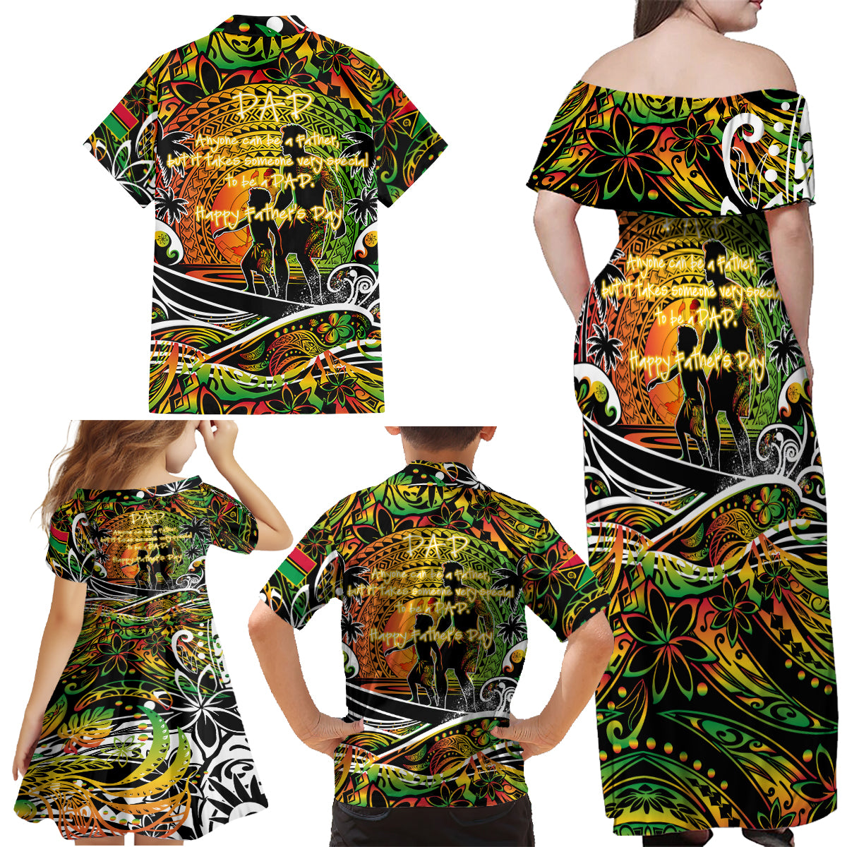 Father's Day Vanuatu Family Matching Off Shoulder Maxi Dress and Hawaiian Shirt Special Dad Polynesia Paradise DT02 - Polynesian Pride