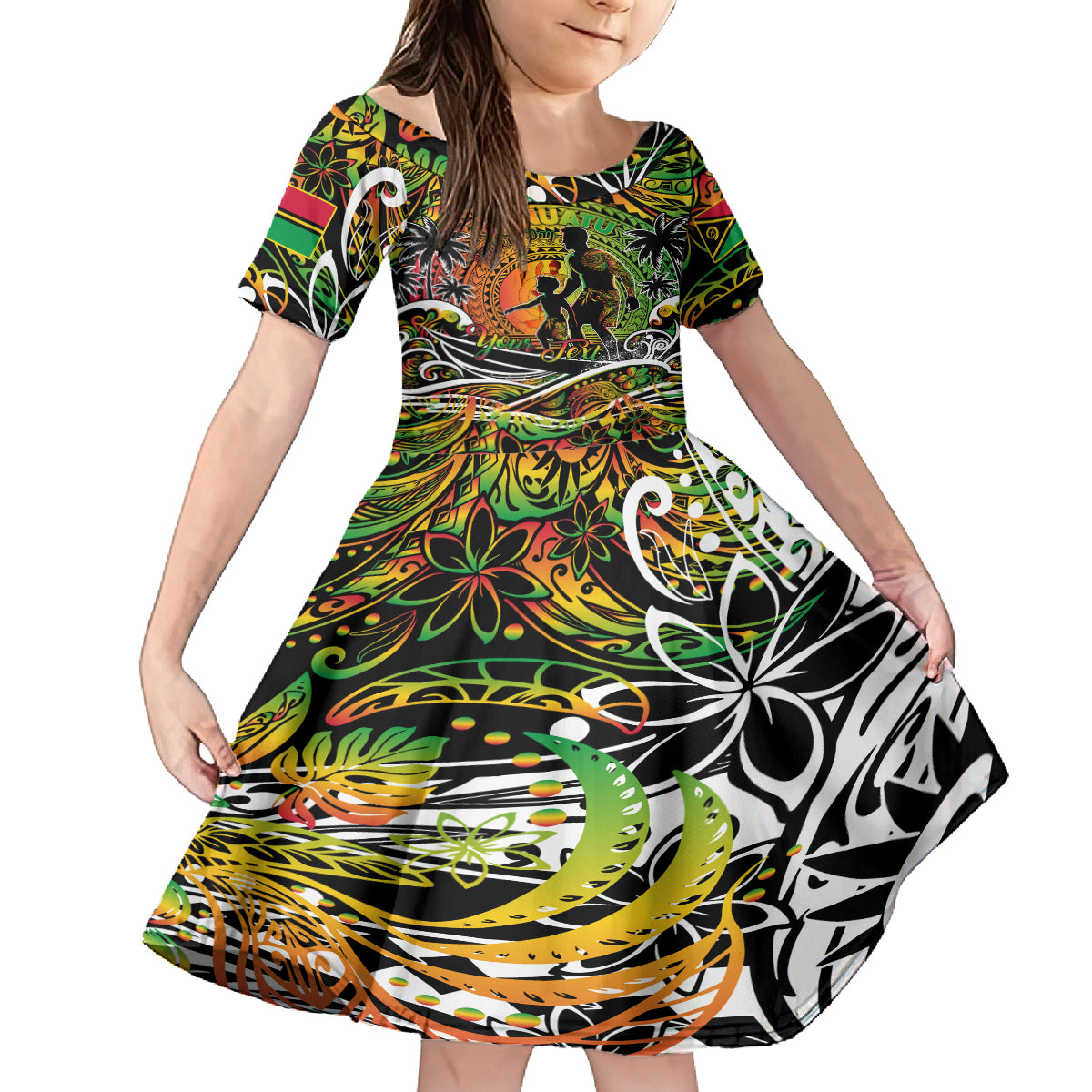 Father's Day Vanuatu Family Matching Off Shoulder Short Dress and Hawaiian Shirt Special Dad Polynesia Paradise DT02 Daughter's Dress Art - Polynesian Pride