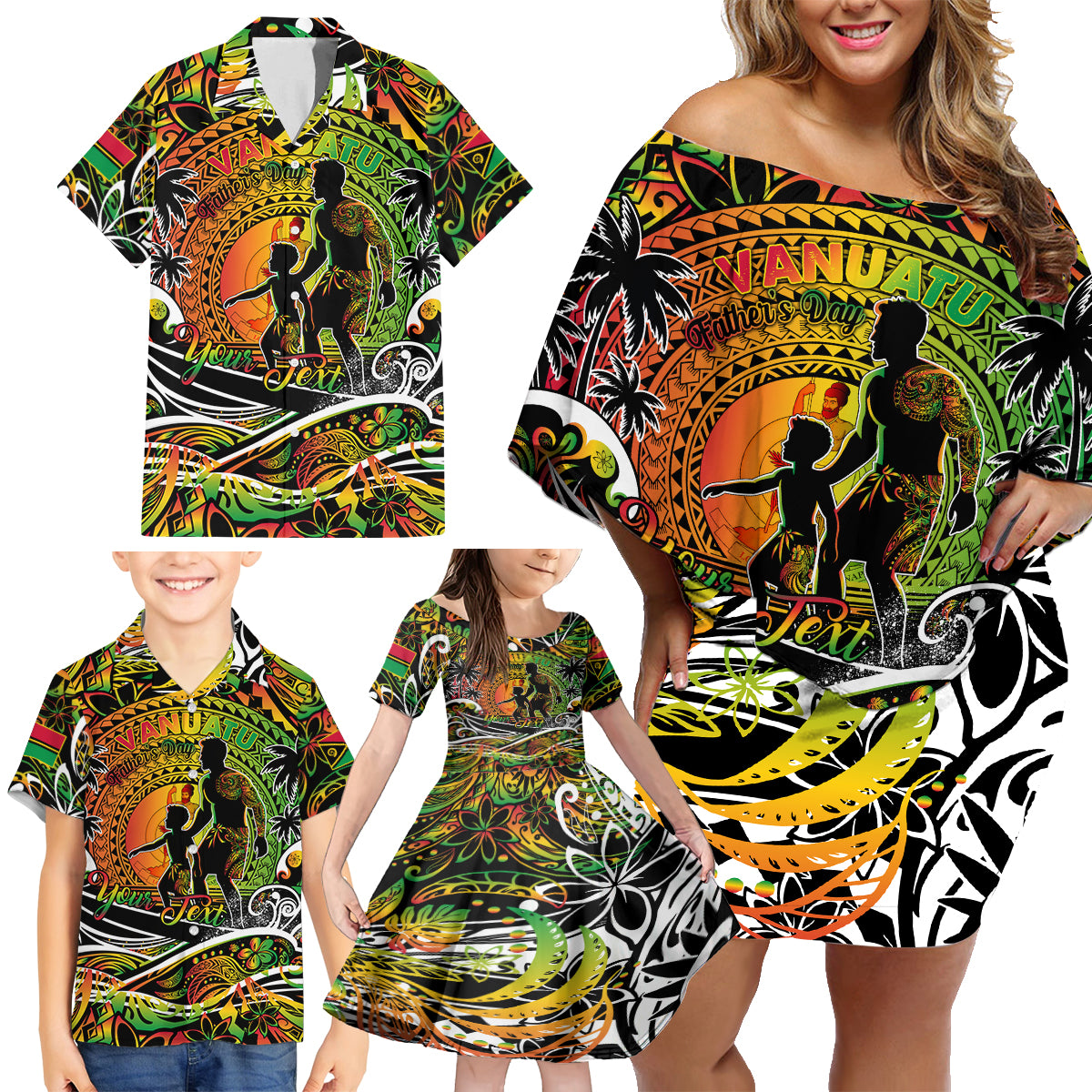 Father's Day Vanuatu Family Matching Off Shoulder Short Dress and Hawaiian Shirt Special Dad Polynesia Paradise DT02 - Polynesian Pride