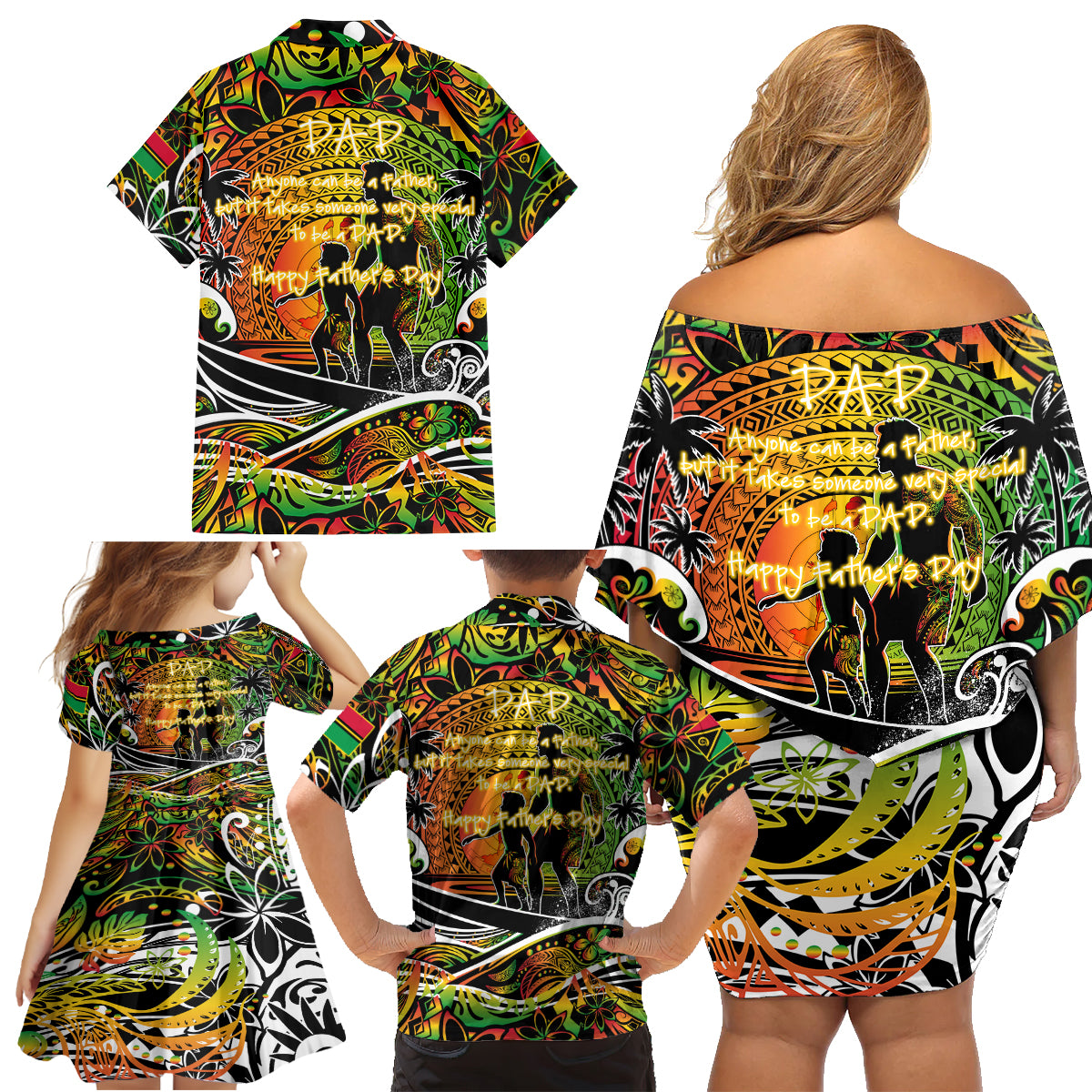 Father's Day Vanuatu Family Matching Off Shoulder Short Dress and Hawaiian Shirt Special Dad Polynesia Paradise DT02 - Polynesian Pride