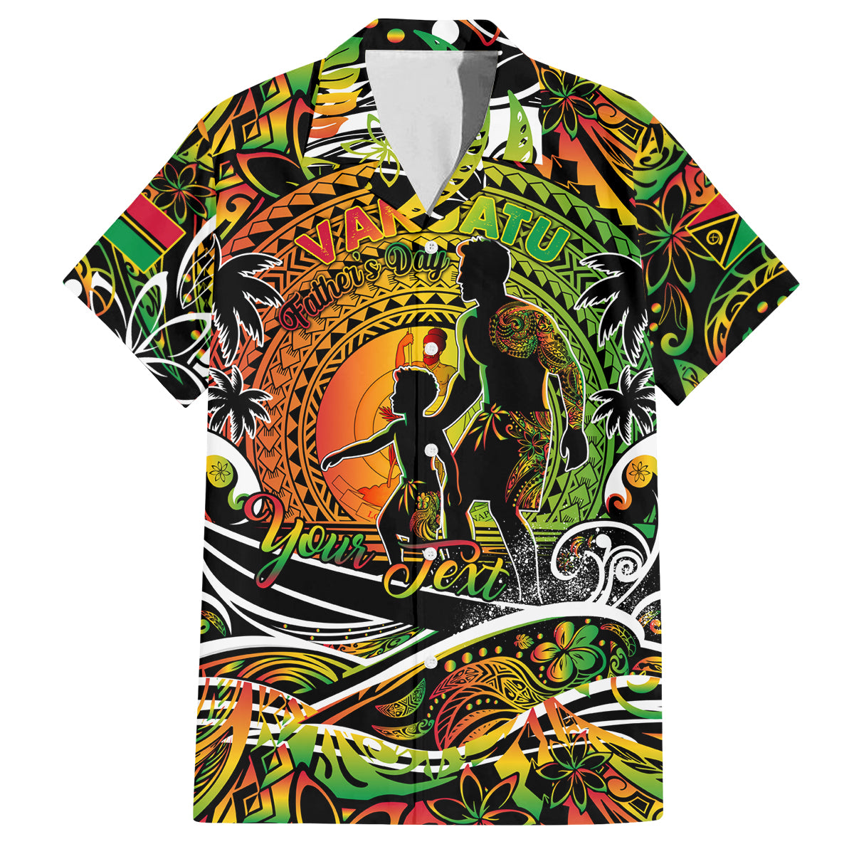 Father's Day Vanuatu Family Matching Off Shoulder Short Dress and Hawaiian Shirt Special Dad Polynesia Paradise DT02 Dad's Shirt - Short Sleeve Art - Polynesian Pride