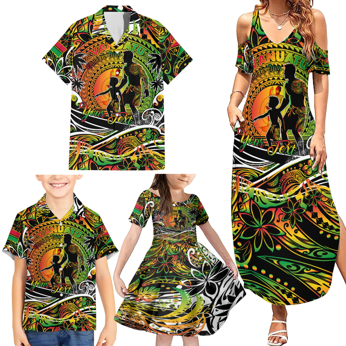 Father's Day Vanuatu Family Matching Summer Maxi Dress and Hawaiian Shirt Special Dad Polynesia Paradise DT02 - Polynesian Pride