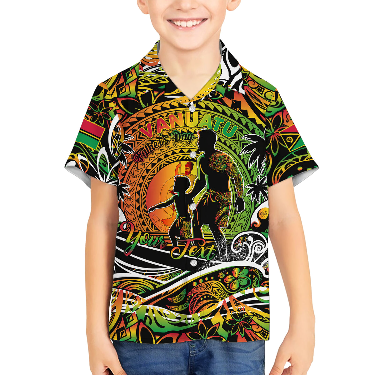 Father's Day Vanuatu Kid Hawaiian Shirt Special Dad Polynesia Paradise DT02 Kid Art - Polynesian Pride