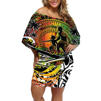 Father's Day Vanuatu Off Shoulder Short Dress Special Dad Polynesia Paradise DT02 Women Art - Polynesian Pride