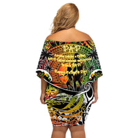 Father's Day Vanuatu Off Shoulder Short Dress Special Dad Polynesia Paradise DT02 - Polynesian Pride