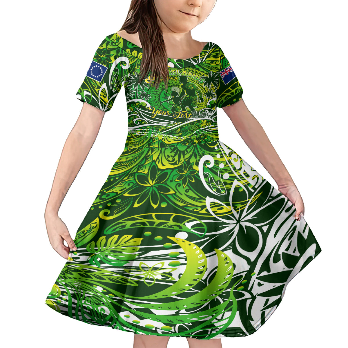 Father's Day Cook Islands Family Matching Mermaid Dress and Hawaiian Shirt Special Dad Polynesia Paradise DT02 Daughter's Dress Green - Polynesian Pride