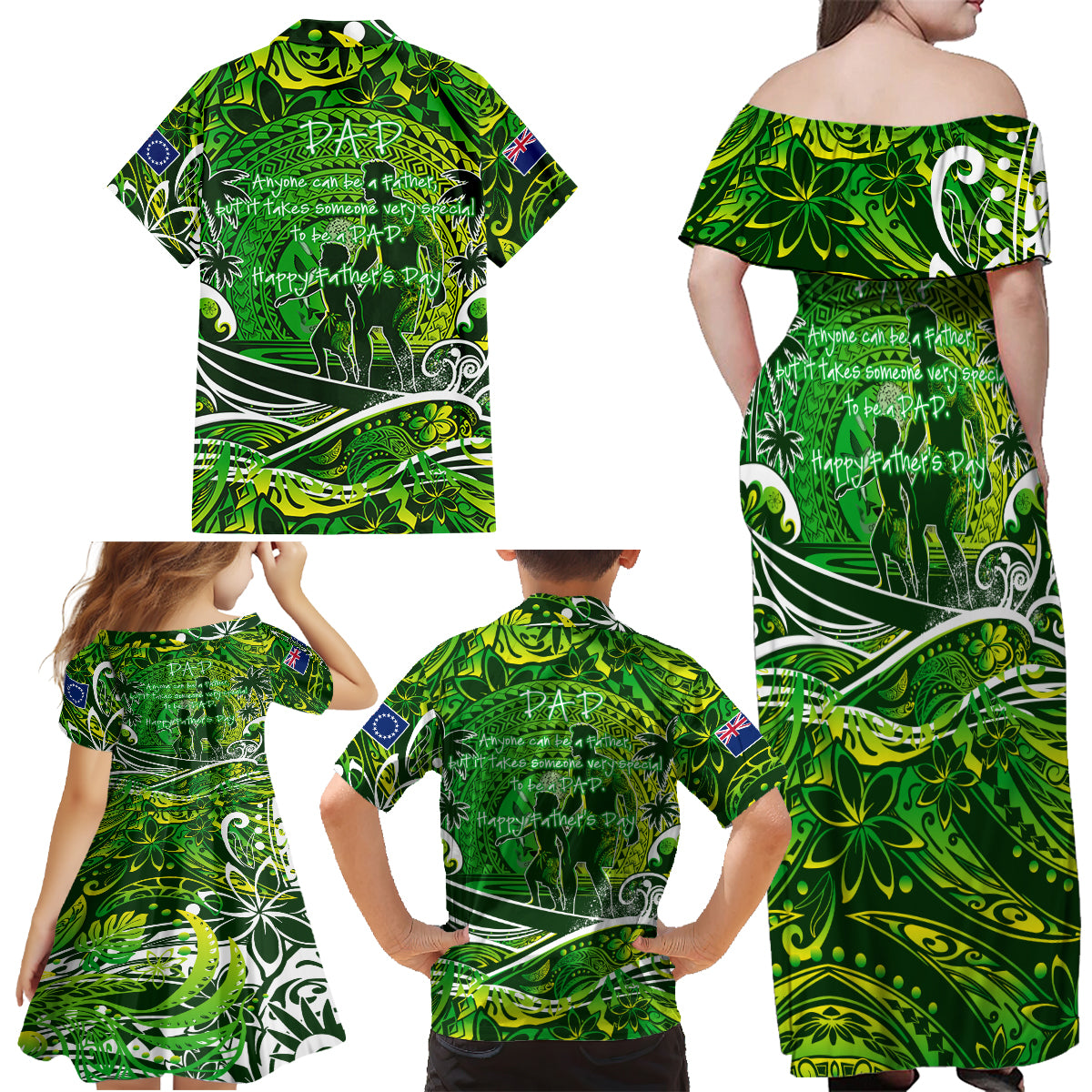 Father's Day Cook Islands Family Matching Off Shoulder Maxi Dress and Hawaiian Shirt Special Dad Polynesia Paradise DT02 - Polynesian Pride