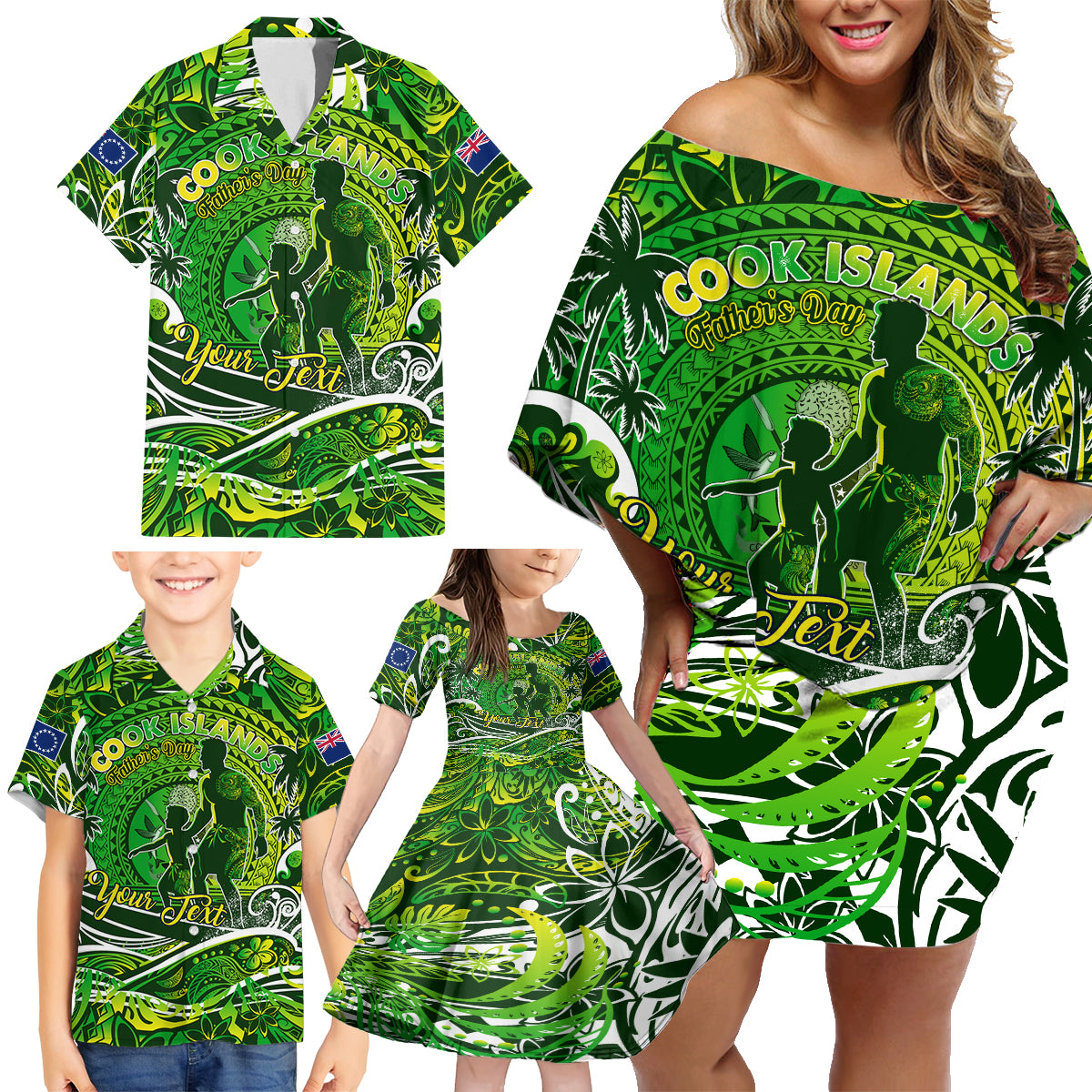 Father's Day Cook Islands Family Matching Off Shoulder Short Dress and Hawaiian Shirt Special Dad Polynesia Paradise DT02 - Polynesian Pride
