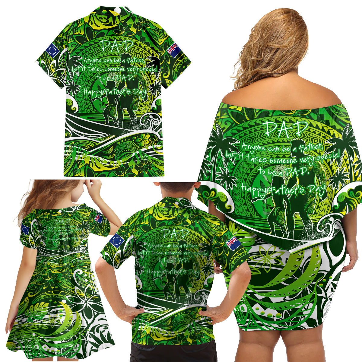 Father's Day Cook Islands Family Matching Off Shoulder Short Dress and Hawaiian Shirt Special Dad Polynesia Paradise DT02 - Polynesian Pride