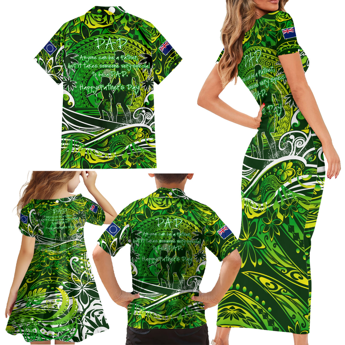 Father's Day Cook Islands Family Matching Short Sleeve Bodycon Dress and Hawaiian Shirt Special Dad Polynesia Paradise DT02 - Polynesian Pride