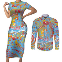 Father's Day Fiji Couples Matching Short Sleeve Bodycon Dress and Long Sleeve Button Shirt Special Dad Polynesia Paradise DT02 Red - Polynesian Pride