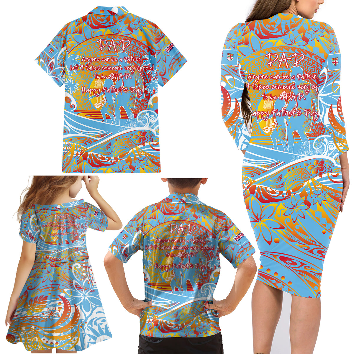 Father's Day Fiji Family Matching Long Sleeve Bodycon Dress and Hawaiian Shirt Special Dad Polynesia Paradise DT02 - Polynesian Pride