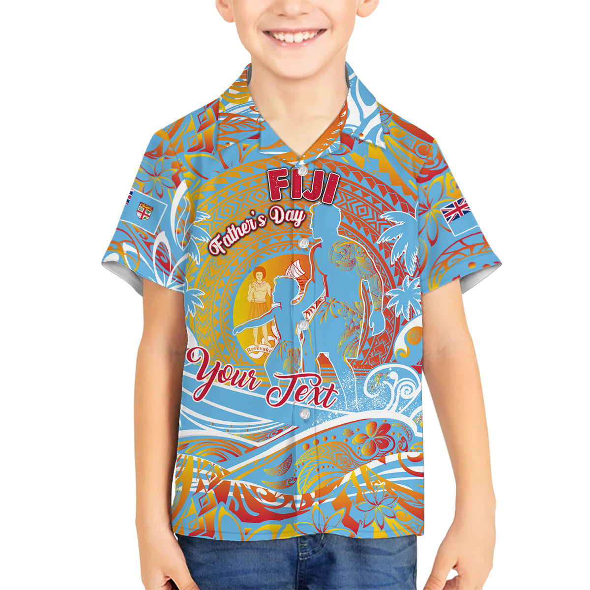 Father's Day Fiji Family Matching Long Sleeve Bodycon Dress and Hawaiian Shirt Special Dad Polynesia Paradise DT02 Son's Shirt Red - Polynesian Pride
