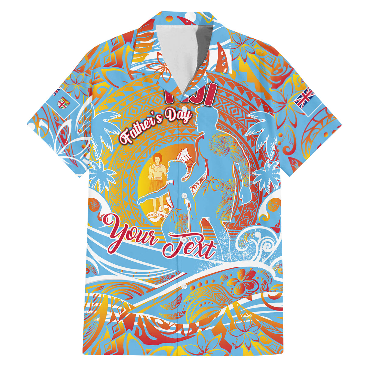Father's Day Fiji Family Matching Mermaid Dress and Hawaiian Shirt Special Dad Polynesia Paradise DT02 Dad's Shirt - Short Sleeve Red - Polynesian Pride