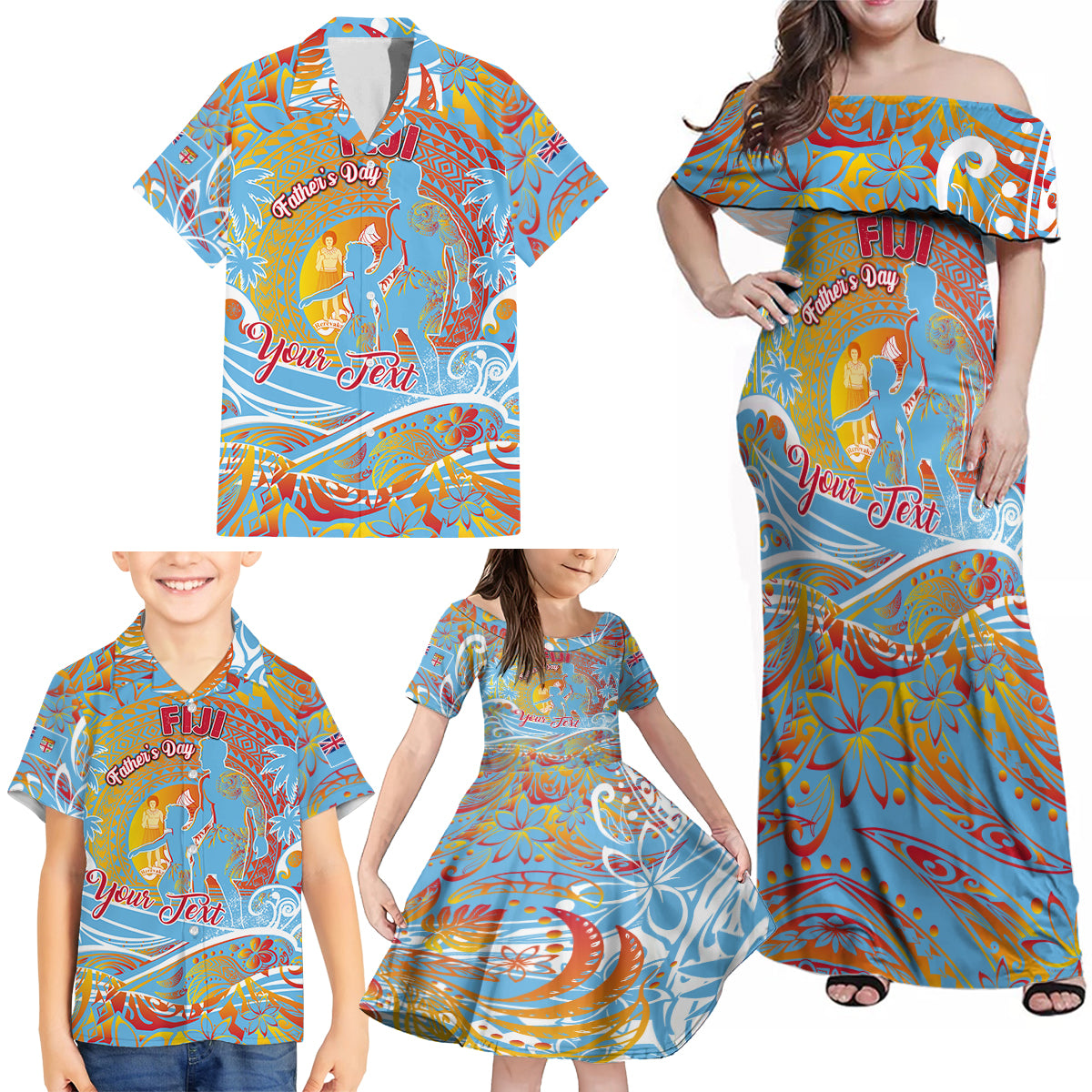 Father's Day Fiji Family Matching Off Shoulder Maxi Dress and Hawaiian Shirt Special Dad Polynesia Paradise DT02 - Polynesian Pride